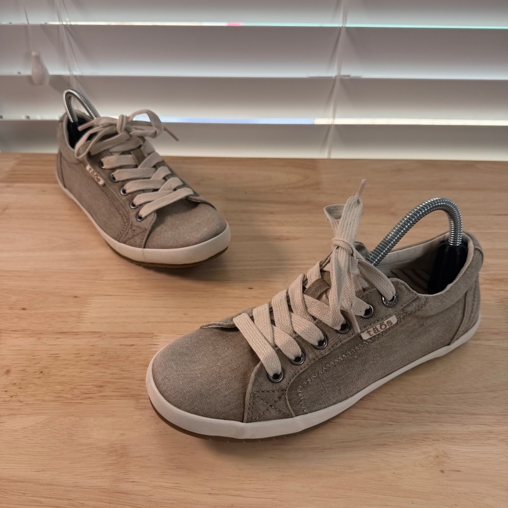 Taos Star Casual Sneakers Women's Gray Canvas Lightweight Lace-Up Shoes - 7.5